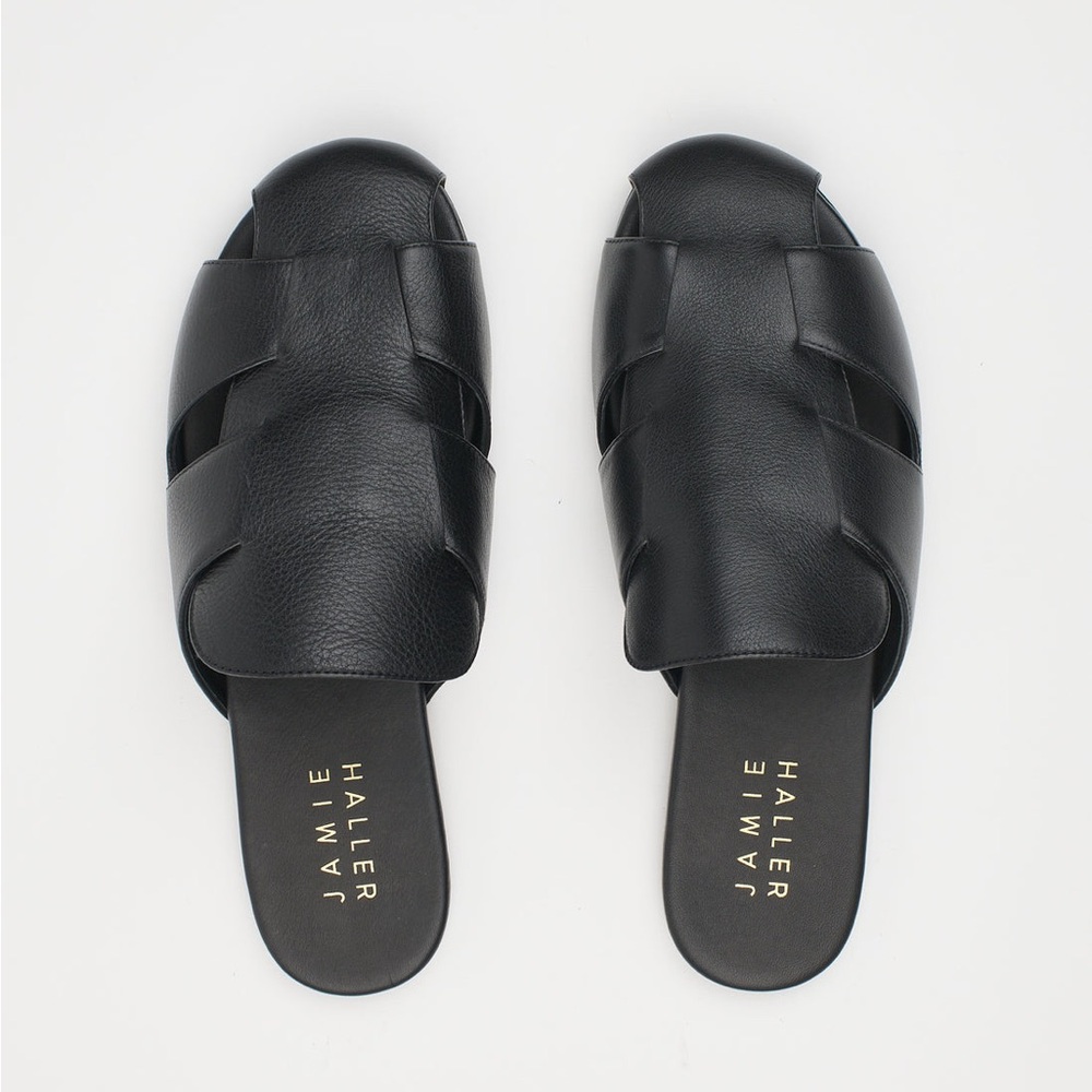 Jamie Haller Black Leather Slides